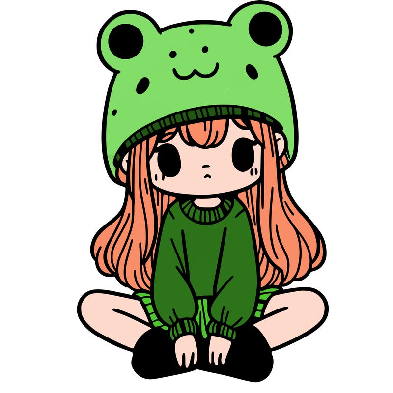 a girl wearing a frog hat and some frog socks