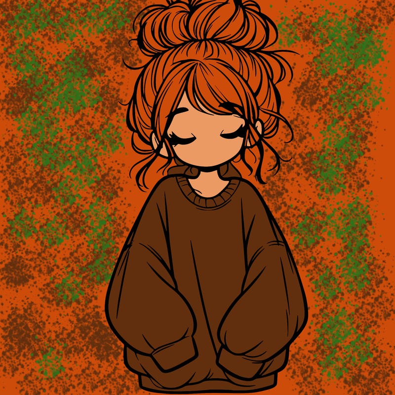 girl with baggy sweatshirt and messy bun
