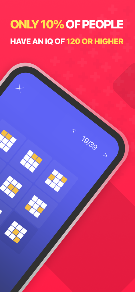 IQ Test: Fun Intelligence Quiz - Logic puzzle with grid patterns in the IQ Test mobile app interface