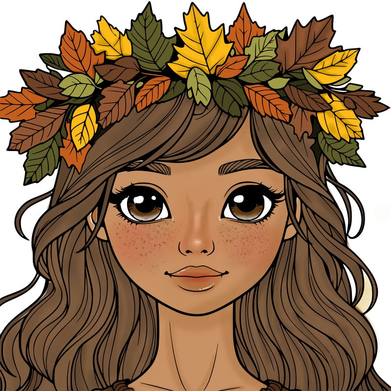 realistic girl with fall leaf crown
