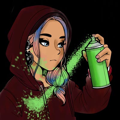 a realistic girl, spray painting