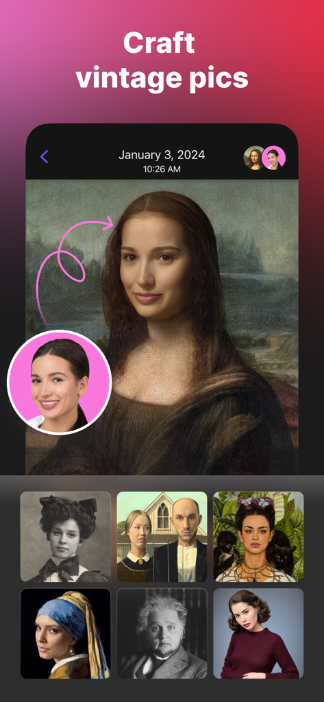 Troca de rostos IA na Mona Lisa e em outros retratos clássicos vintage