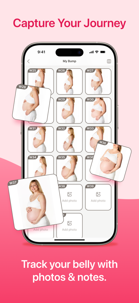 Pregnancy Tracker App ⁯ - Weekly baby bump photo gallery in a pregnancy tracker app