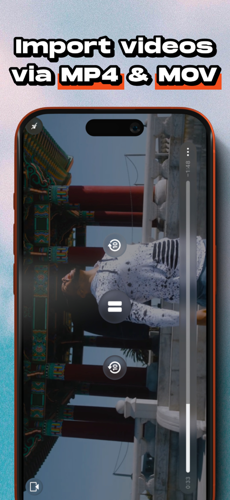 MP3 Player - Tape Eater - Tape Eater app interface showing the ability to import and play MP4 and MOV video files.