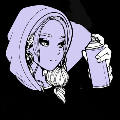 a realistic girl, spray painting