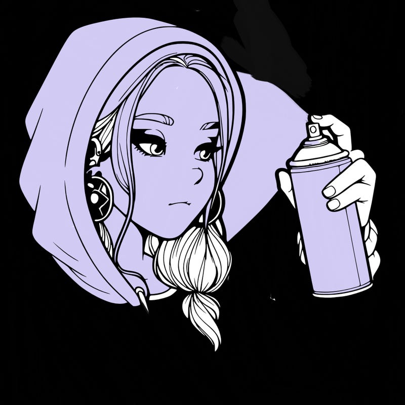 a realistic girl, spray painting