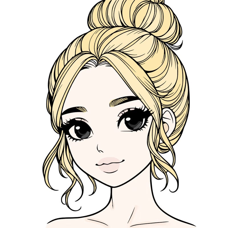 realistic pretty girl with hair in bun