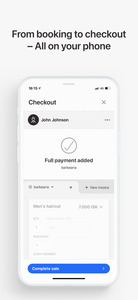 Noona HQ - Noona HQ mobile app checkout interface showing a completed payment for a service