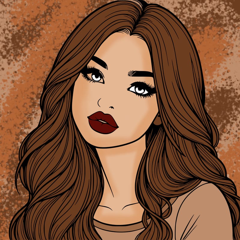 realistic girl with hair on her hair and lips