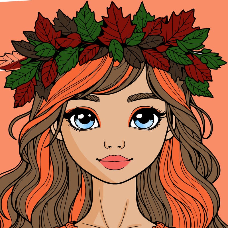 realistic girl with fall leaf crown