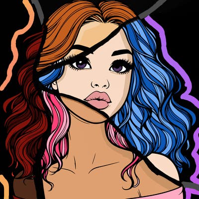 realistic girl with wavy hair and lips