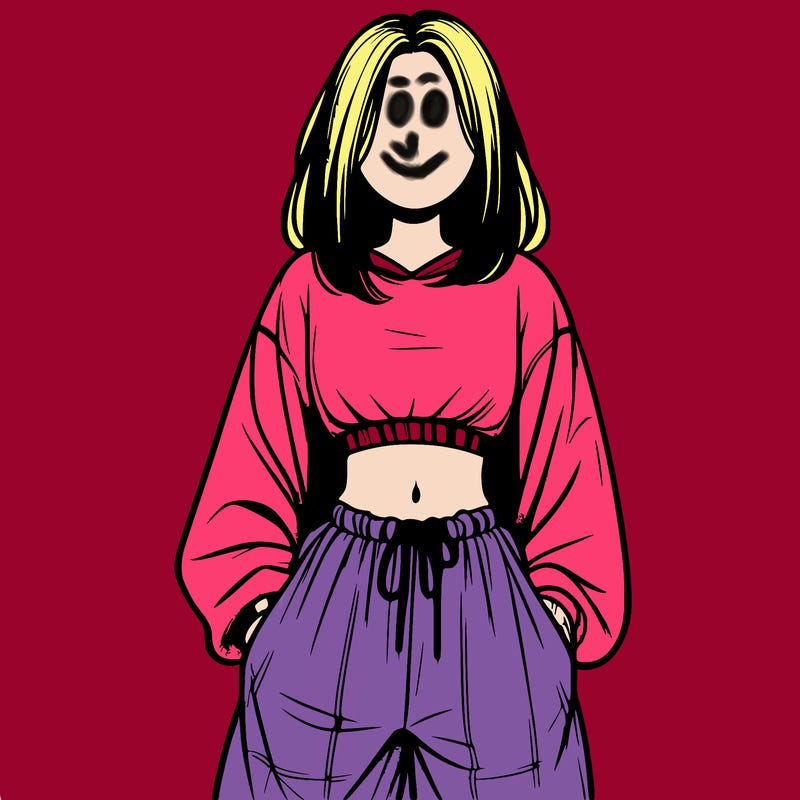 realistic girl faceless with baggy pants and a crop top