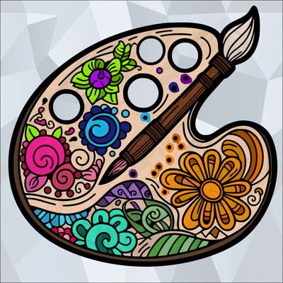 decorated paint palette