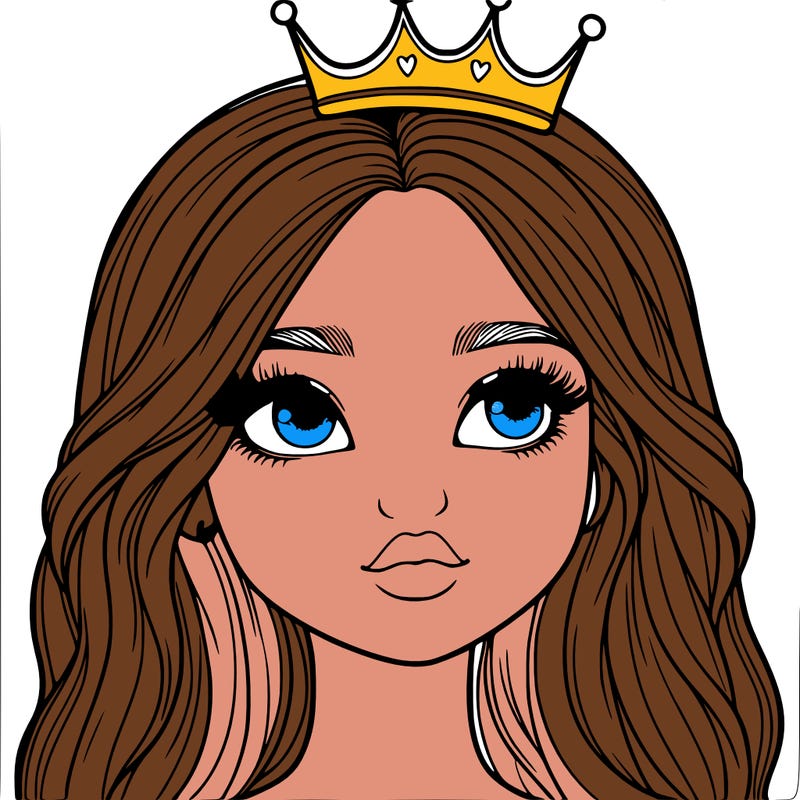 a realistic girl with a crown on