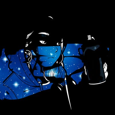 a realistic girl, spray painting