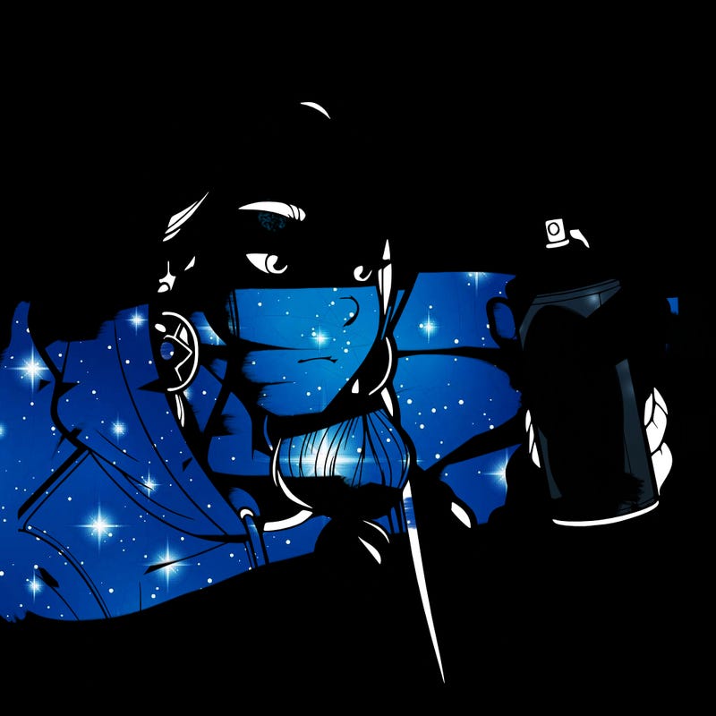 a realistic girl, spray painting