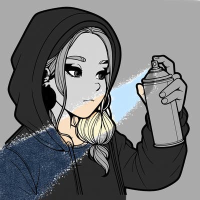 a realistic girl, spray painting