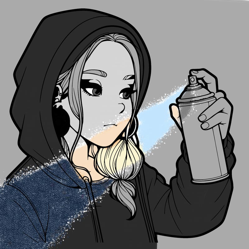 a realistic girl, spray painting