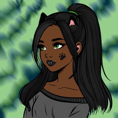 realistic girl with a high ponytail