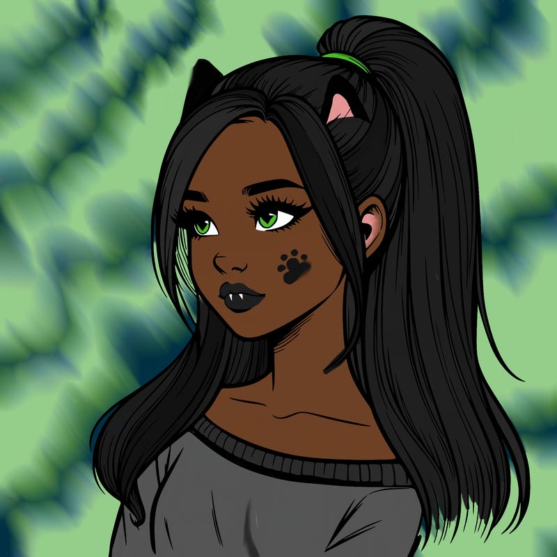 realistic girl with a high ponytail