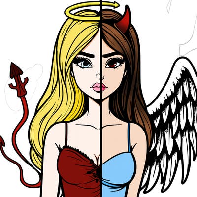 devil vs angel realistic girl