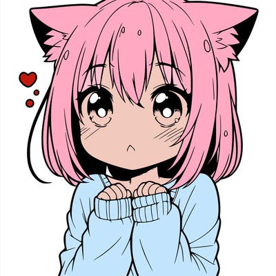 shy anime catgirl