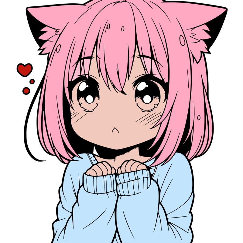 shy anime catgirl