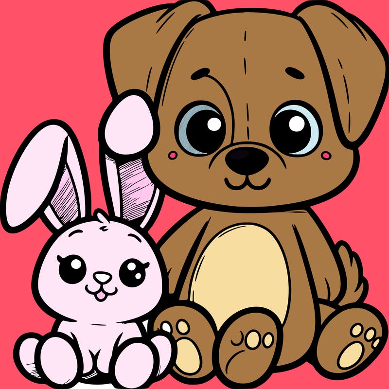 dog and bunny stuffie