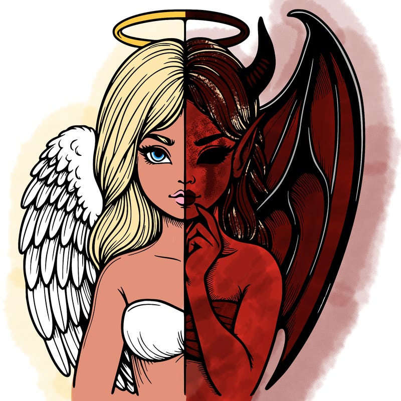 realistic angel half demon