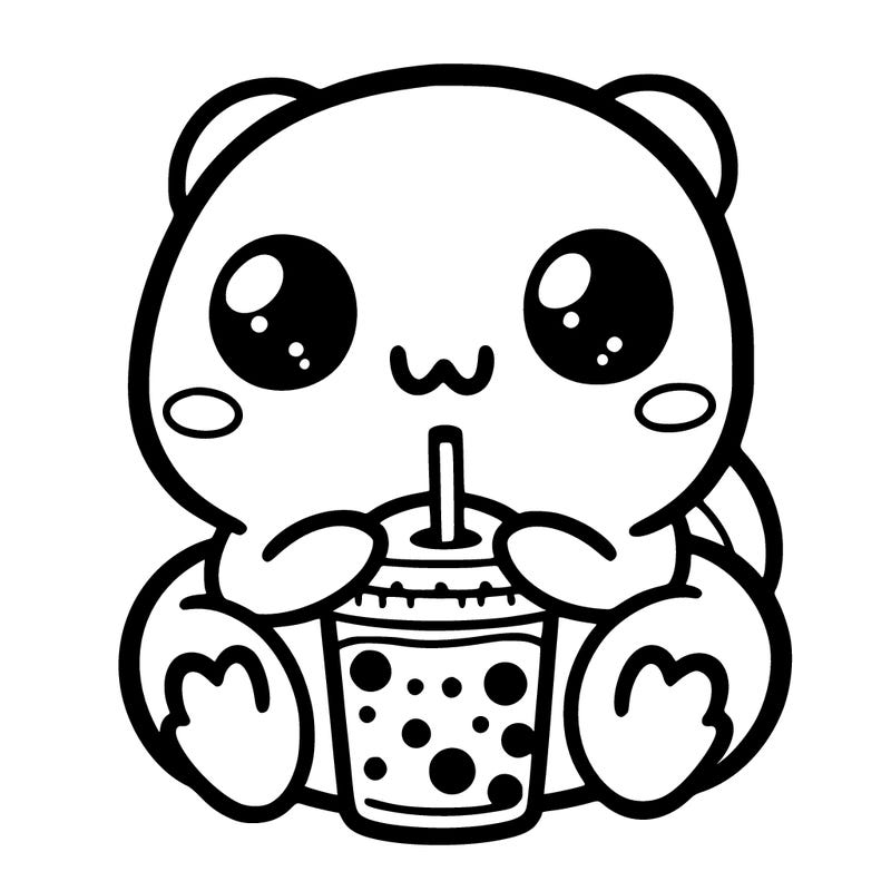 cute frog with boba