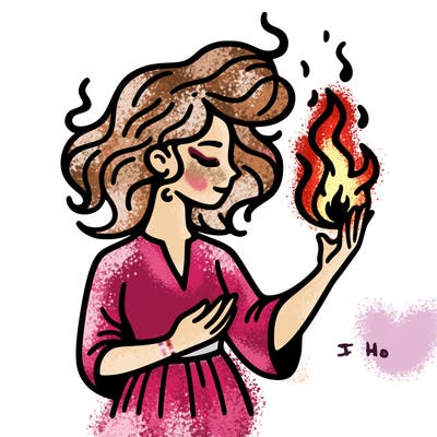 woman with fire