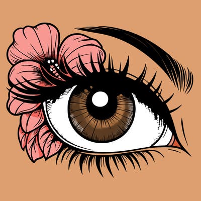 realistic eye with flower