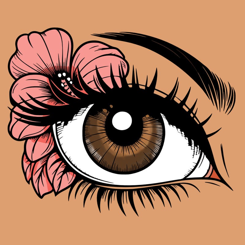 realistic eye with flower