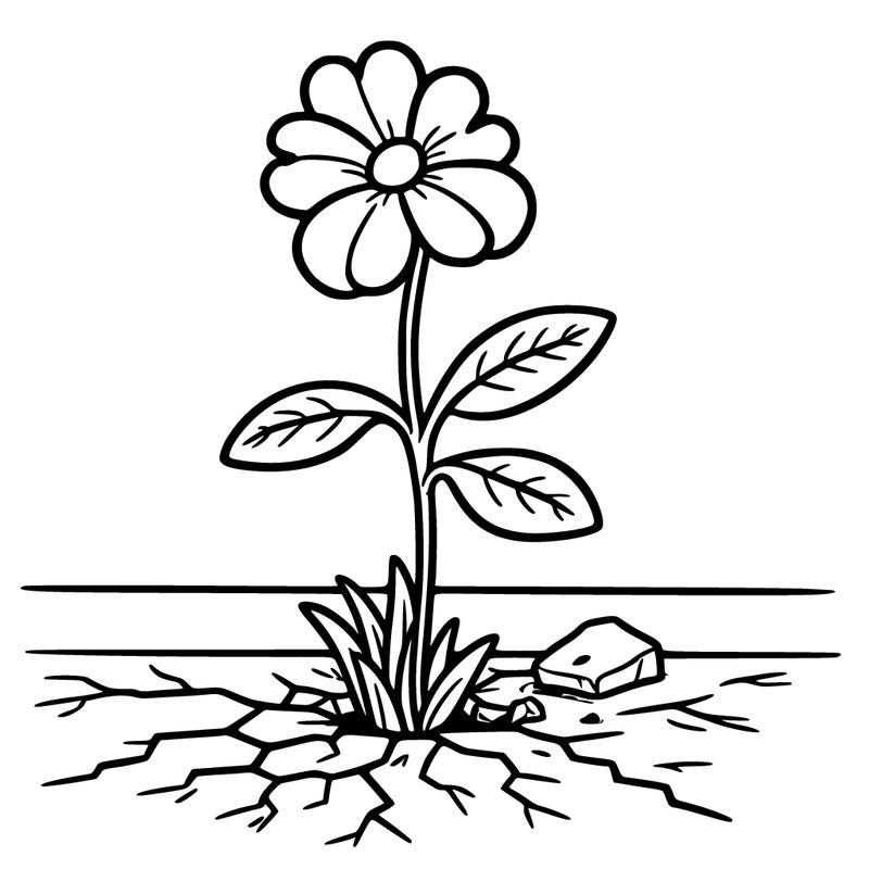 flower growing out of a sidewalk crack