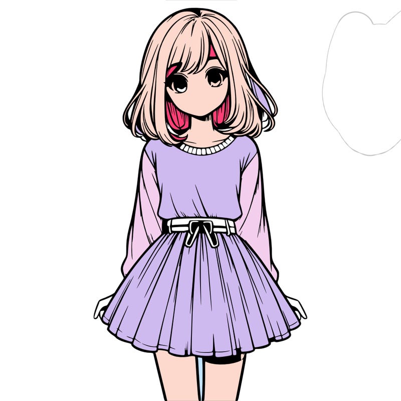 realistic girl with a skirt on