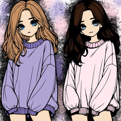 realistic girl with baggy sweater