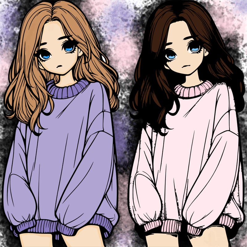realistic girl with baggy sweater