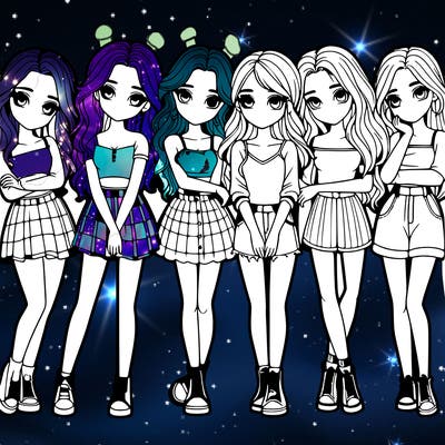 a group of girls realistic