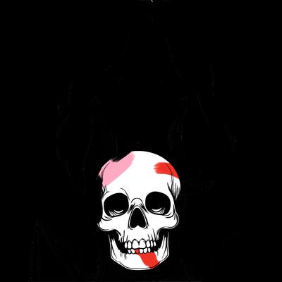 realistic girl holding a skull