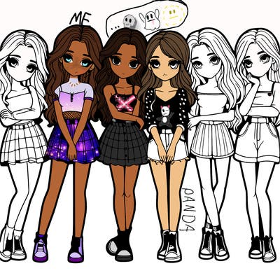 a group of girls realistic