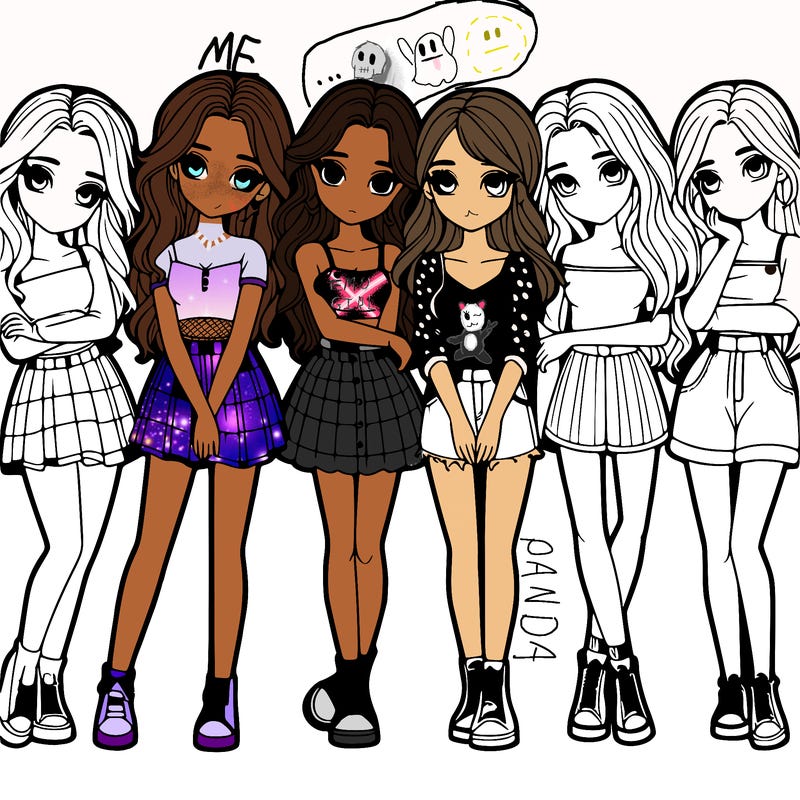 a group of girls realistic