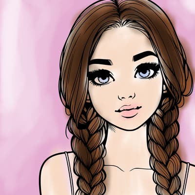 realistic girl with braids