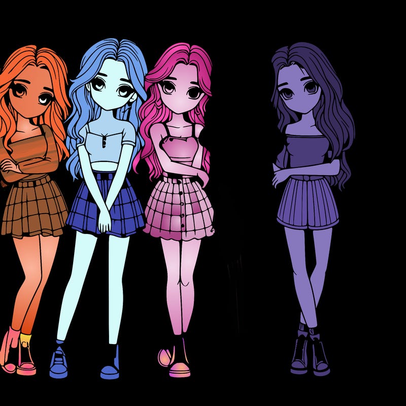 a group of girls realistic