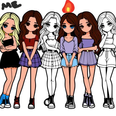 a group of girls realistic