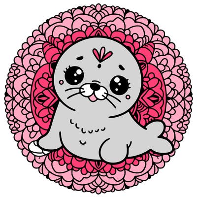 a cute baby seal mandala