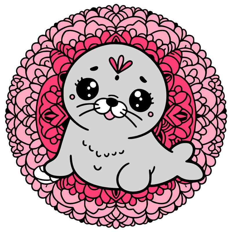 a cute baby seal mandala
