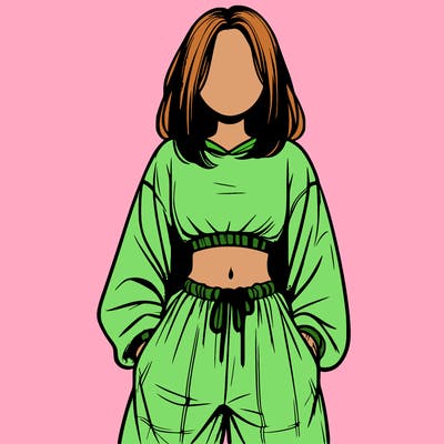 realistic girl faceless with baggy pants and a crop top