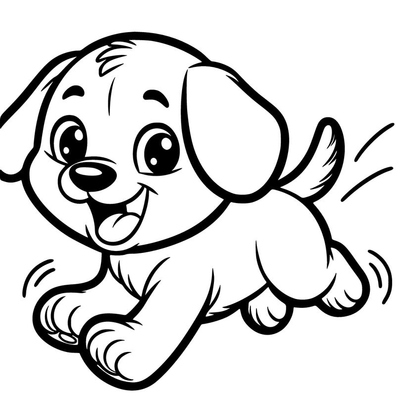 puppy running happily