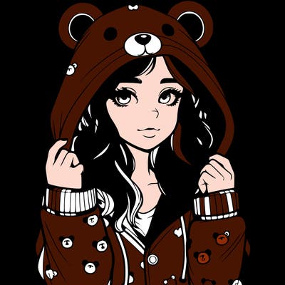 realistic girl in a animal pjs hoodie