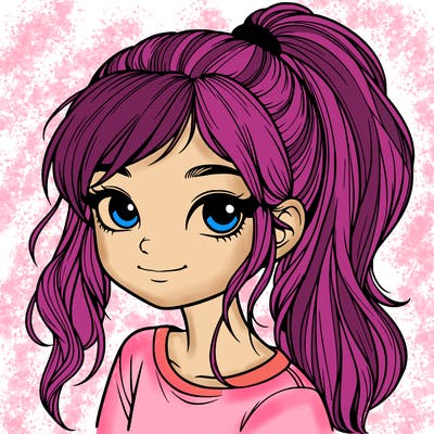 realistic girl with ponytail